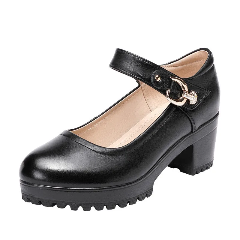 Small Big Size 32-43 Block Heel Platform Shoes 2022 Fall Spring Med Heels Pumps Ladies Wedding Work Shoes for Office