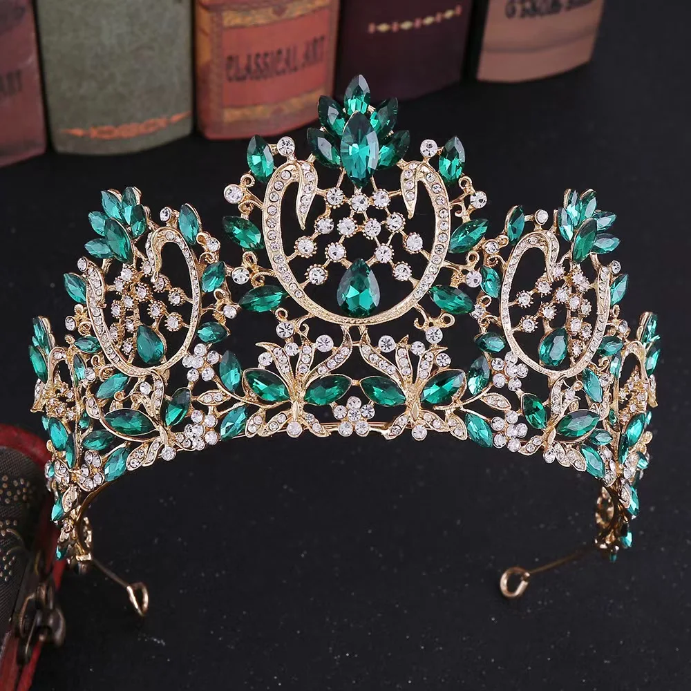 A213 Zircon Wedding Round Crown Luxury Diadem Headband Rhinestone Headpiece Bridal Headwear King Tiaras Princess Hair Jewerly