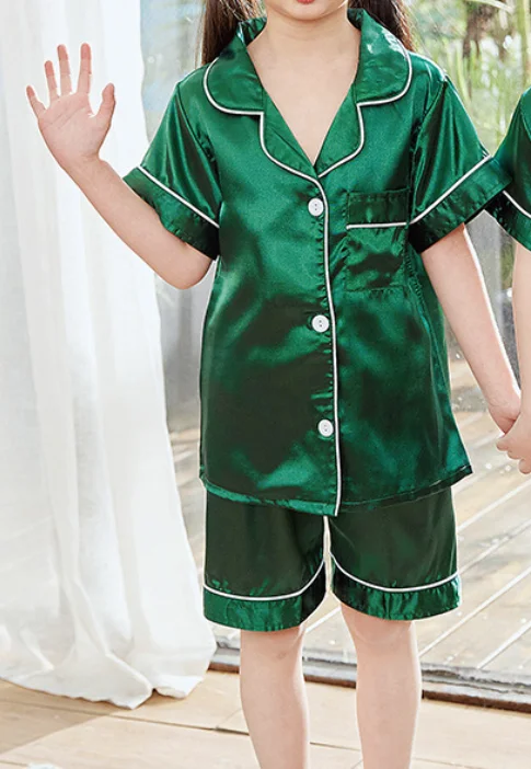 LONXU Pyjama Set Heren Zijde Satijn Pyjama Lange Mouwen Loungewear Tweedelige Nachtkleding Button-Down Pj Set S-XXXXL, Groen, M
