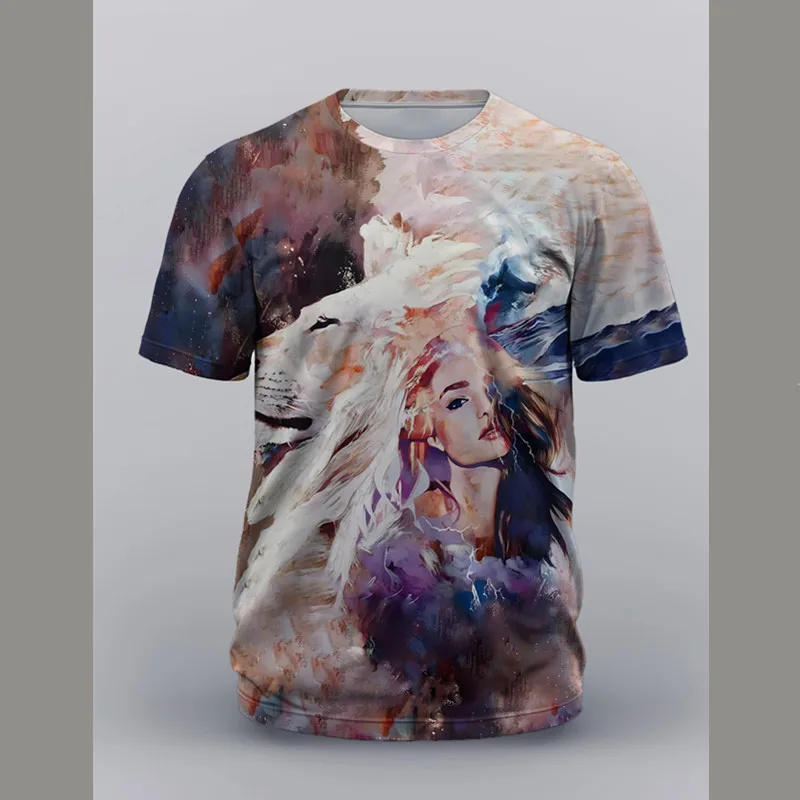 European size Men's T-Shirt Animal patterns 3d Pinting Short Sleeve Tee Loose Casual Street Fashion O-Neck T-Shirt Tops