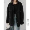 CHIC VEN Fashion Women's Wool Coat Single Breasted Vintage Jacket V-Neck Office Lady Overcoat Female Tops Spring Autumn 2023 6