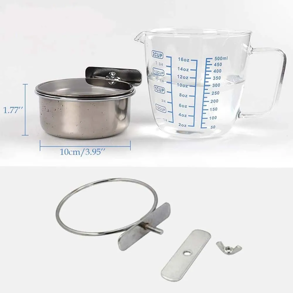 1/2PCS Stainless Steel Bird Feeder, Parrot Food Bowl Feeding Cup Jig, Suitable for Birds of All Sizes