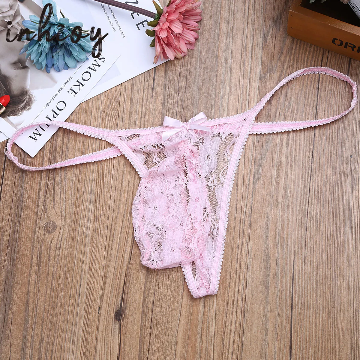 Gay Mens Sexy Panties Lingerie Sissy Lace See Through Briefs Underwear Transparent Bulge Pouch Open Butt String Underpants