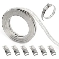 ชุดอุปกรณ์รัดสายสแตนเลส 304 แบบใหม่ 3/5 ม. พร้อมชุดรัดสายแบบเกลียว 6 ชิ้น ปรับขนาดได้ สำหรับท่อและสายเคเบิล 1