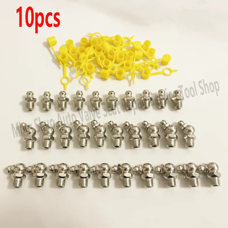 

10Pcs Stainless Steel Grease Nipple M6 M8 M10 Metric Male Thread Straight Elbow Type Oil Zerk Fitting for Grease Gun