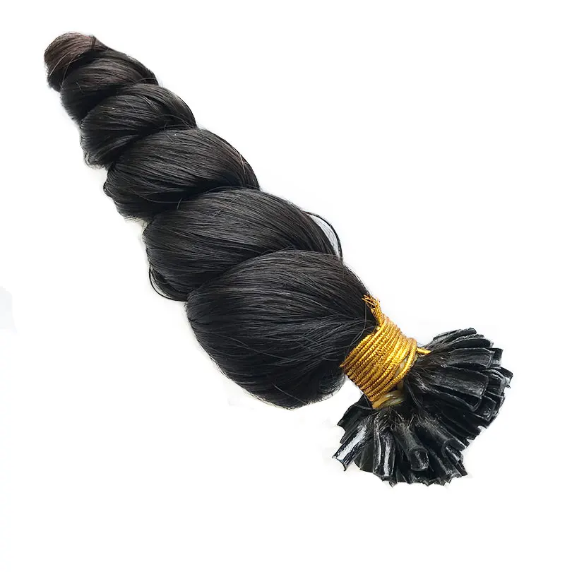 Loose Wave Tip Extensions U Tip Human Hair Pre Bonded Keratin U Nail Remy 100 Strands