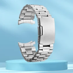 High Quality Solid Stainless Steel Curved End Watch Strap with Tool - 20mm (Silver)