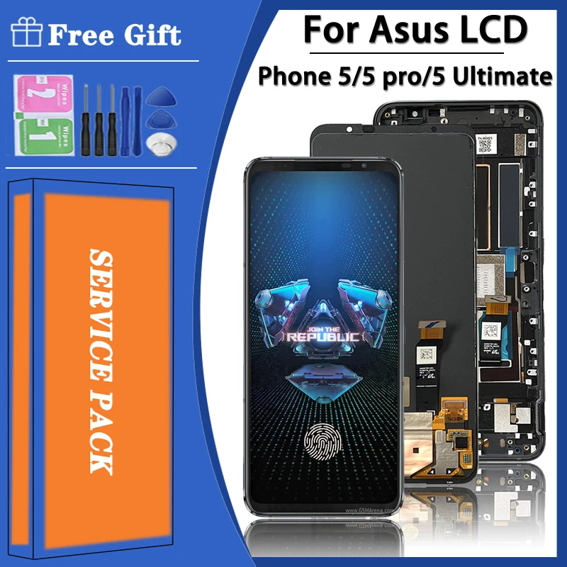 6.78 "Amoledfor Asus Rog 5 Phone 5 Pro Zs673Ks Display Lcd Touch Screen Digitizer Assembly Per Rog Phone 5 Ultimate Lcd