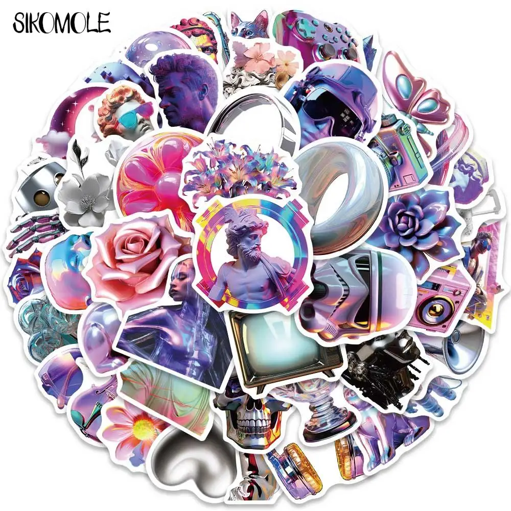 

10/30/50 шт., Мультяшные 3d-наклейки в виде фиолетовых кислотных паров, волн, кавайные наклейки «сделай сам» для путешествий, гитары, холодильника, ноутбука, граффити, наклейки