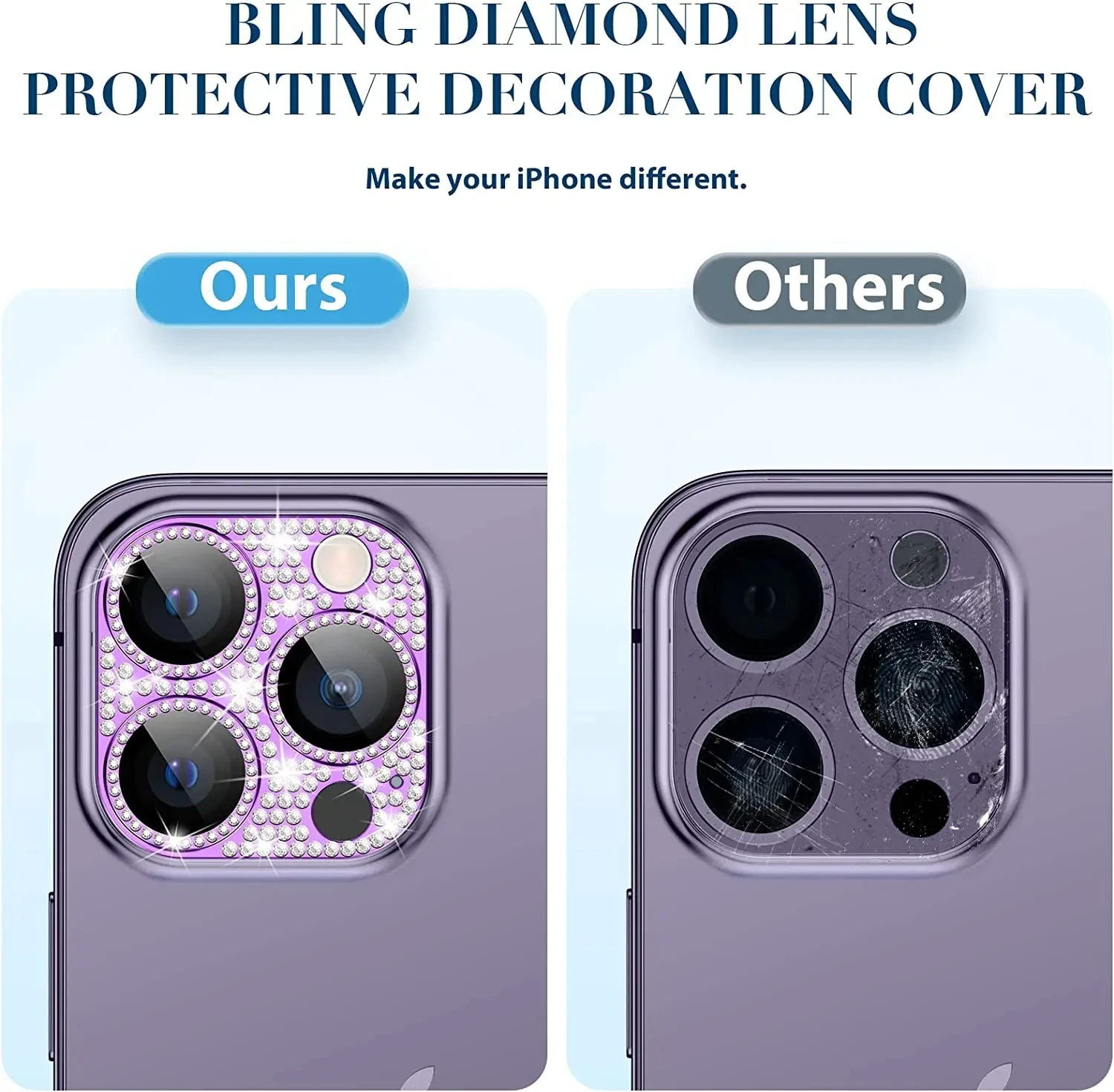 Diamond Metal Camera Lens Protector with Glass Shield