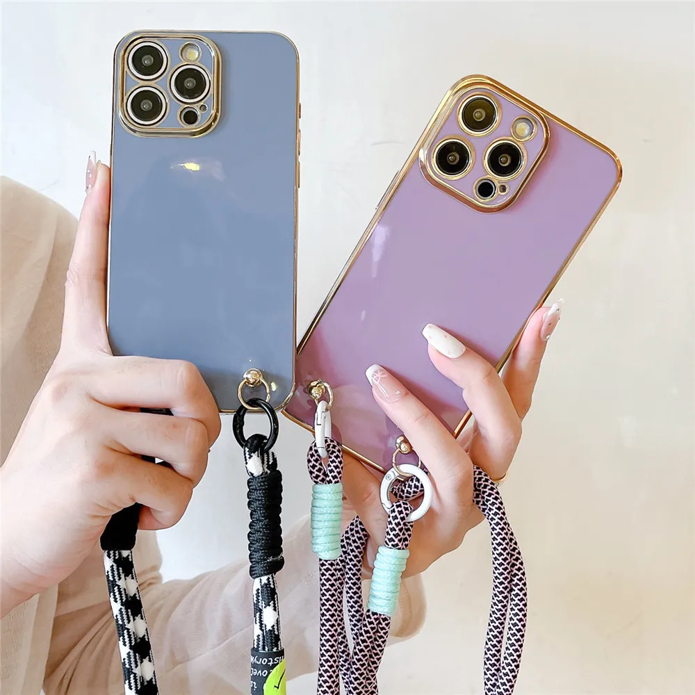 Crossbody Strap Lanyard Phone Case with Soft Silicon Plating and Shockproof Back Cover