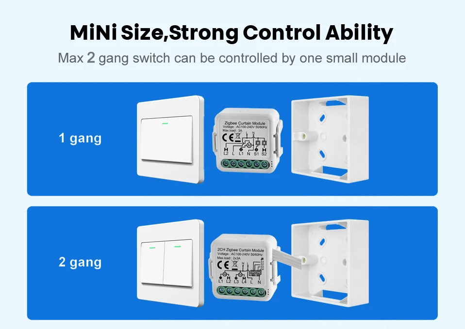 Tuya Smart ZigBee Blind Curtain Switch Module Support 2 Way Control Roller Shutt