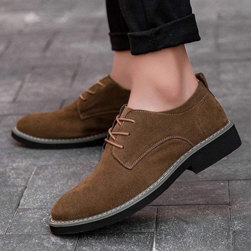 

2023 Trends British Style Casual Low Mens Oxfords Shoes Formal Wedding Shoes Cow Suede Comfort Business Anti-slip Wearable Shoes