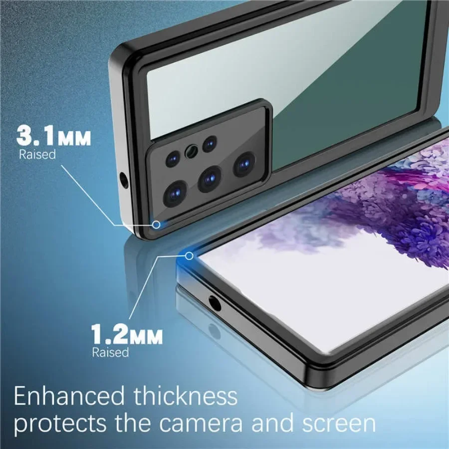 IP68 Transparent Waterproof TPU Case For Samsung S24 S23 Ultra Plus S21 S20 FE Full Protection Shockproof Cover Screen Protector