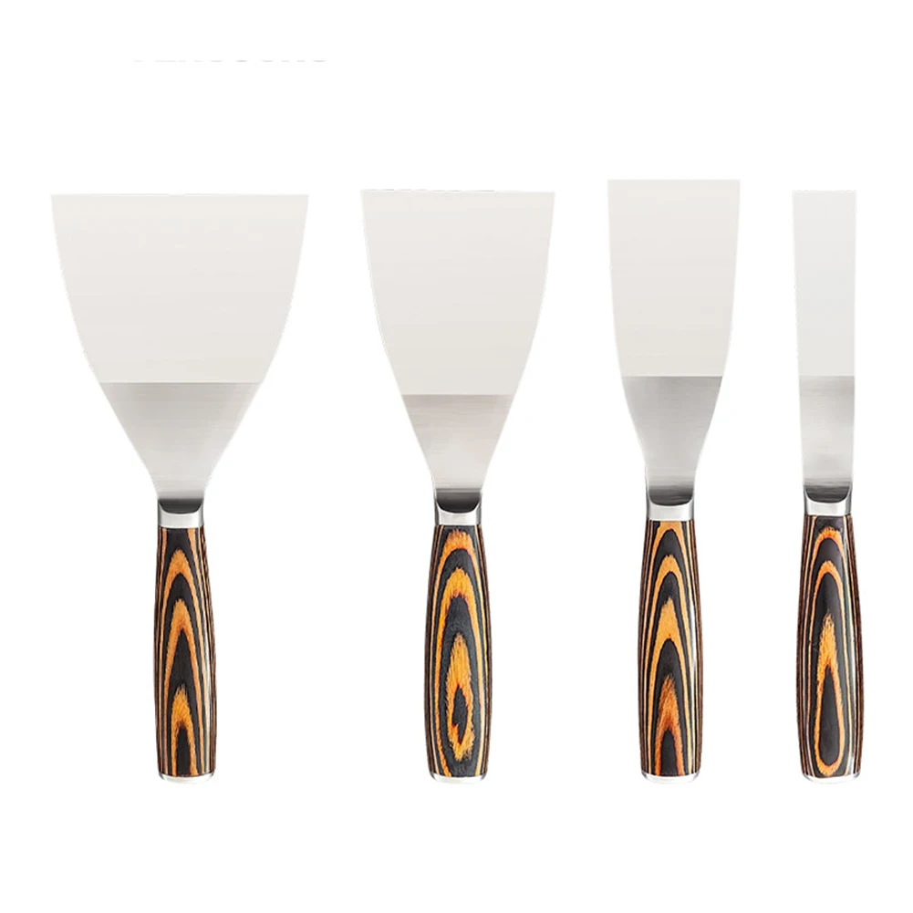 4PCS Stainless Steel Putty Shovel Set With Wood Color Handles For Drywall Repair Hot Sale Brand. New And High Quality