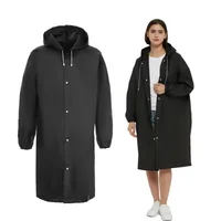 Black Raincoat Portable EVA Raincoats for Adults Reusable Rain Ponchos with Hoods and Sleeves Lightweight Raincoats 1