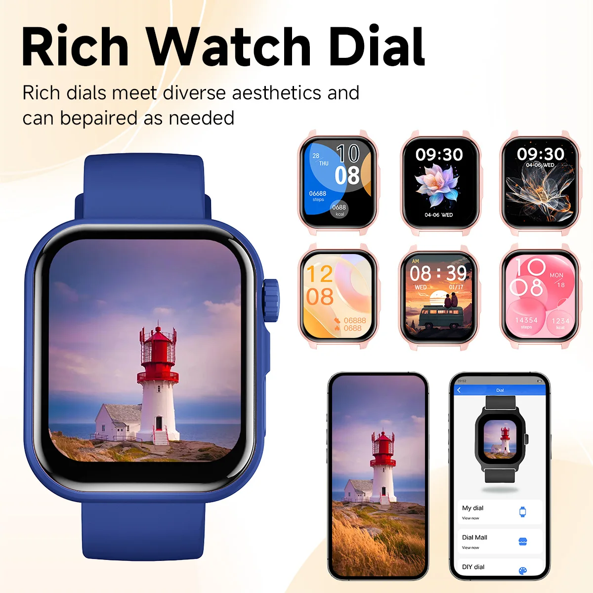 2026 New SmartWatch Bluetooth Call Music Sports Band Long Battery Fitness Tracker Silicone Strap Health Monitor for Adults fun 3