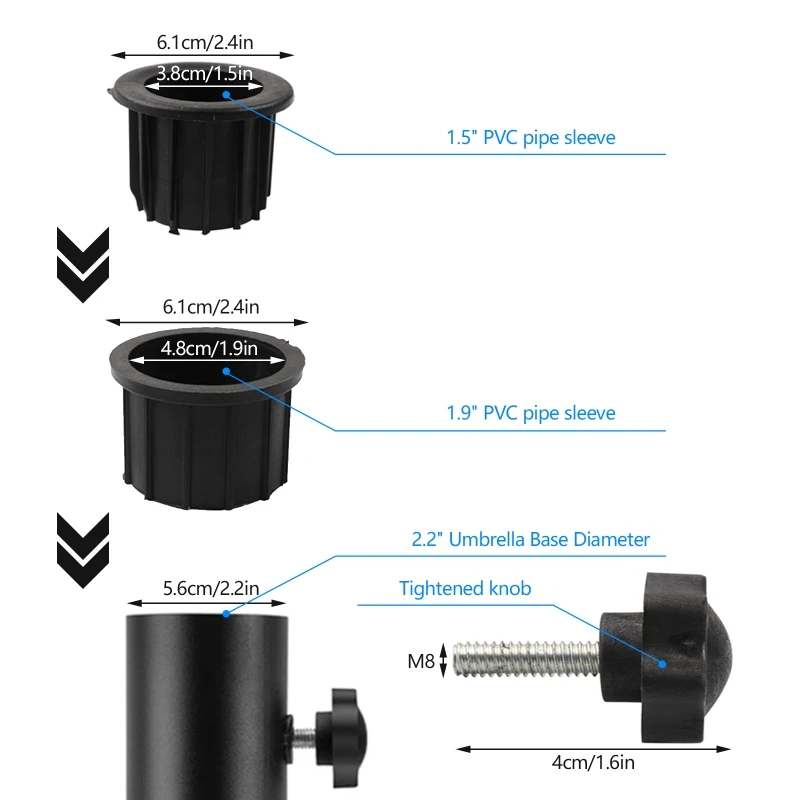 2 Pieces Umbrella Stand Base Screws with 4pcs Base Support Hole Ring Plug Sleeve Dropship images - 6