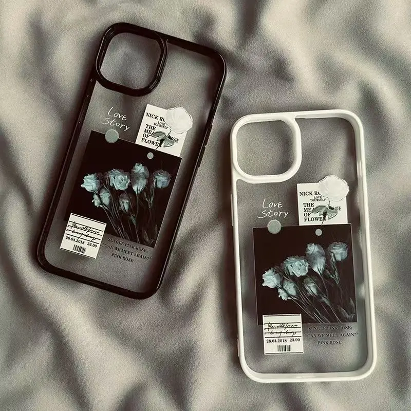 Stylish Artistic Rose Transparent Phone Case Cover