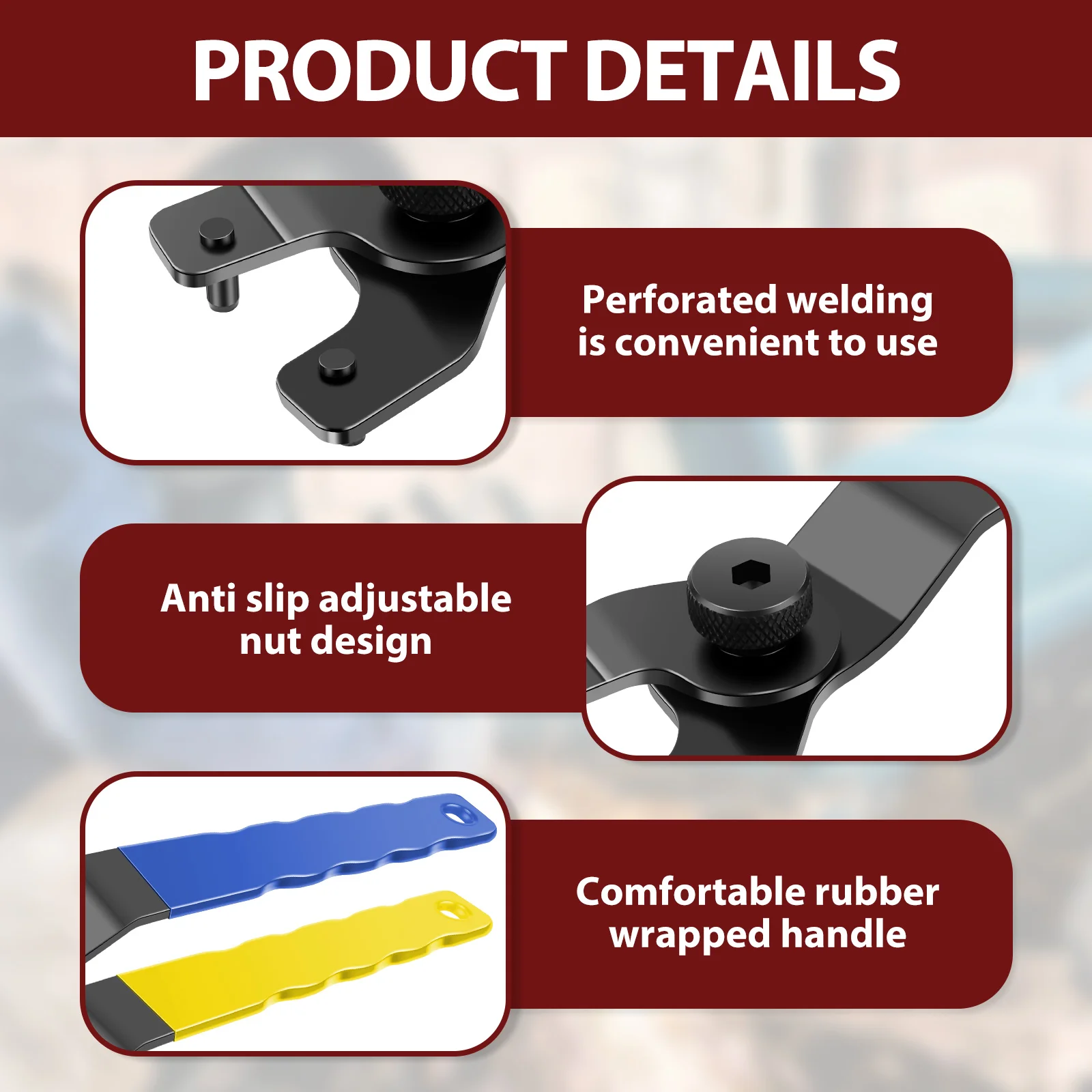 Angle Grinder Wrench Pin Spanner with Hex Key 5/8"-11 Adjustable Flange Metal Spanner for Most Grinder Bench Circular Saw