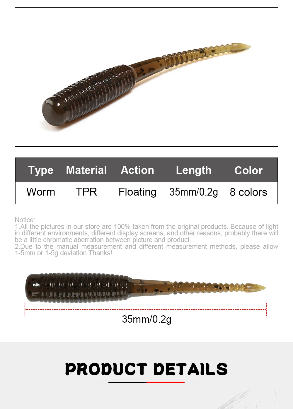 Spinpoler 20 teile/schachtel Ajing Weiche Angeln Köder 3,5 cm Rockfish TPR Swimbaits Nachtlicht Wurm Eis Jig Künstliche Köder Bass Tackle – Detail 2