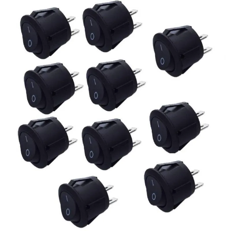 

5/10PCS 12V Round Switch Button KCD1-105 ON/OFF 2 Pin SPST Camper Van Caravan Boat Motorhome Boat Switch Rocker Switches