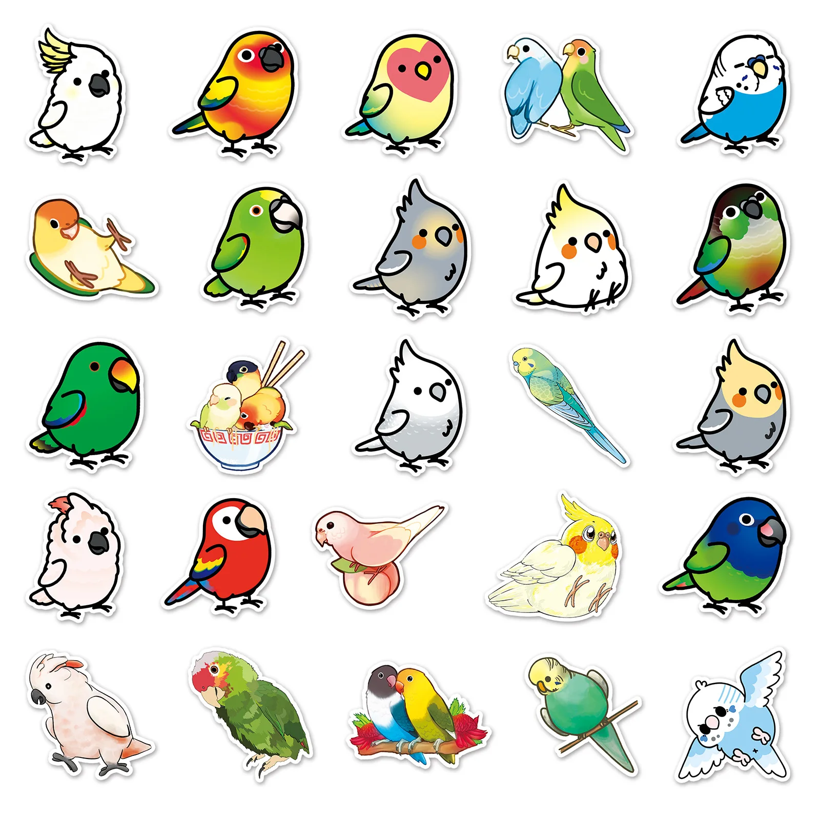 10/30/50pcs Kawaii Parrot Bird Graffiti Stickers Trave NoteBook Phone  Taptop Guitar Graffiit Sticker Gift for Kid Toy Wholesale