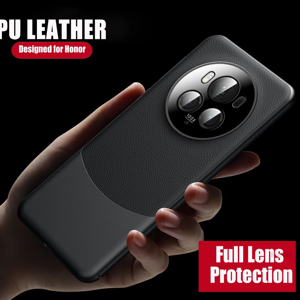 

Оригинальный чехол для телефона из искусственной кожи для HONOR Magic 6 Pro, противоударный квадратный чехол для Huawei Magic6Pro, сращивающийся чехол, оболочка