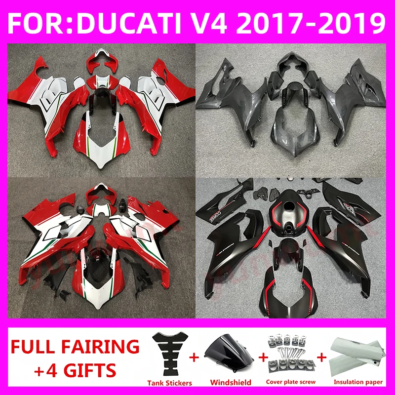 ABS 오토바이 주입 몰드 전체 페어링 키트, Panigale V4 17 18 19 v4s 2017 2018 2019 차체 전체 페어링 키트, 신제품