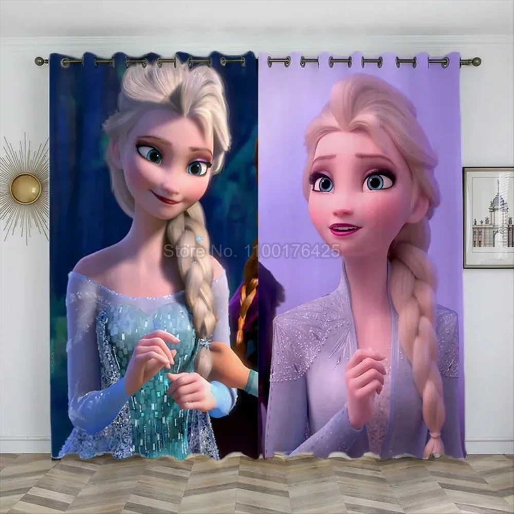 

2 Panels Disney Frozen 2 Elsa and Anna Blackout Curtain for Bedroom Custom Curtains Window Drapes for Kids Room Home Decor