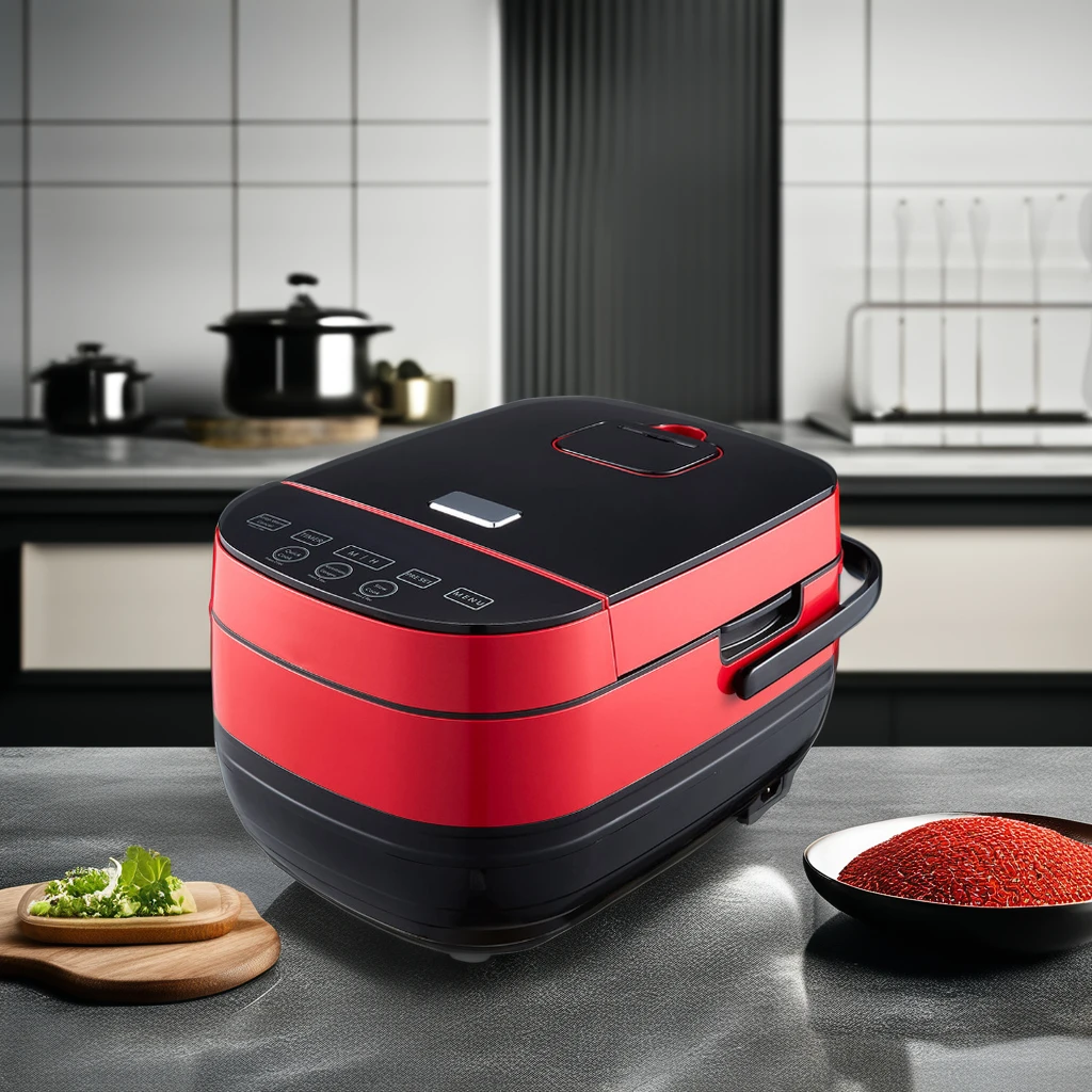 Luxurious 5L Red Digital Electric Cooker Square Slow Cooker with Multifunction & Cast 5