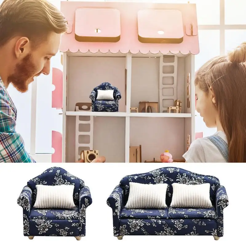 

Кукольный мини-диван, мебель для кукольного домика, семейный миниатюрный деревянный стул для чтения с подушкой для рабочего стола, игрушечные аксессуары для девочек