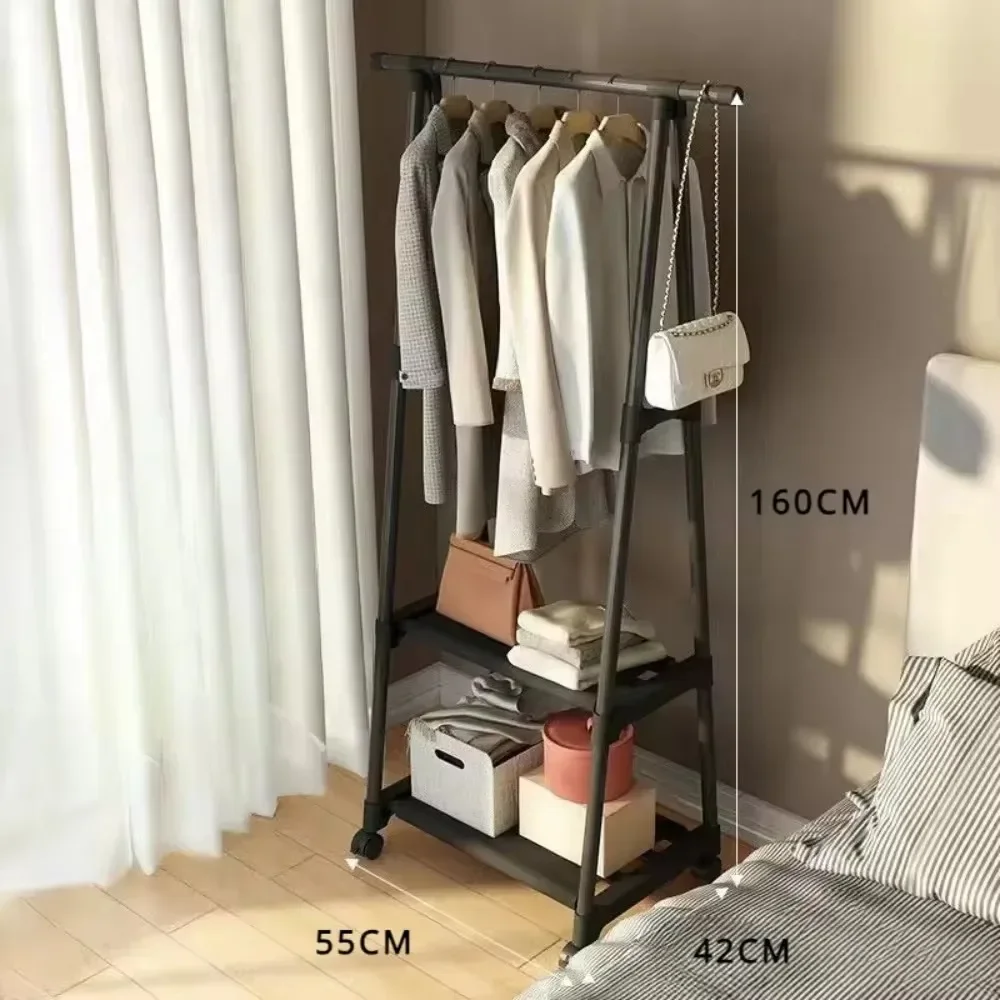 Triangle Coat and Hat Rack with Wheels Floor Standing Multi-layer Storage Rack Simple Modern Space Saving Hanging Clothes Stand clothes rack