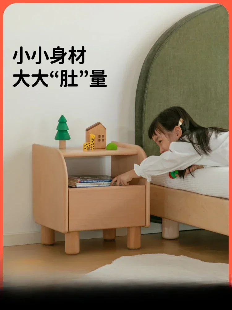 Children's solid wood bedside table Girl bedroom room storage cabinet Baby bedside cute locker