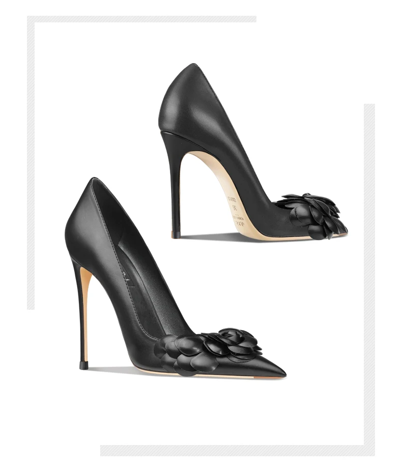 2026 New Brand Classic Pointed Women's High Heels Big Flower Women's Shoes Fashion and Comfortable Office High Heels
