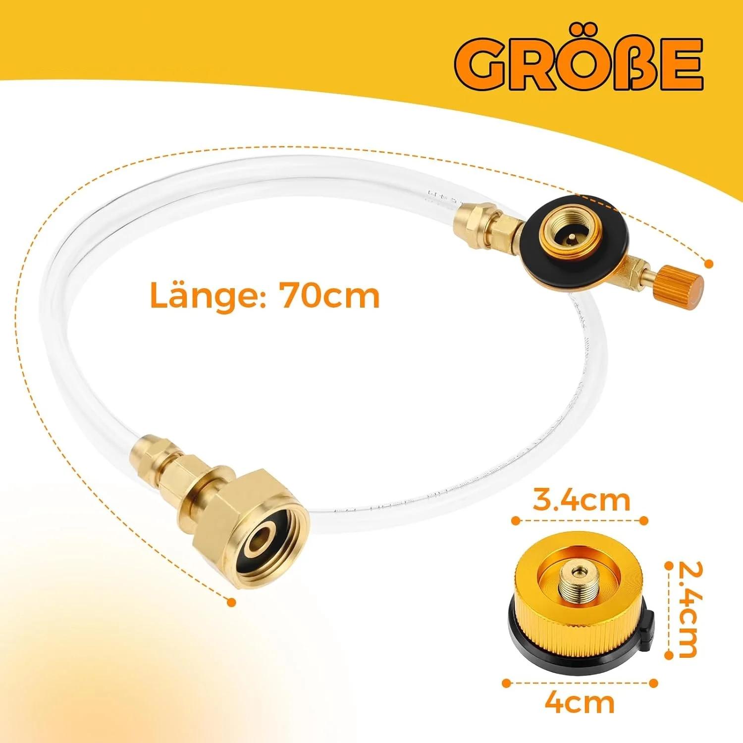 Camping Gas Stove Refill Adapter with Hose LPG Long/Flat Tank Filling OD/CB Can Connector European German Outlet Charging Valve