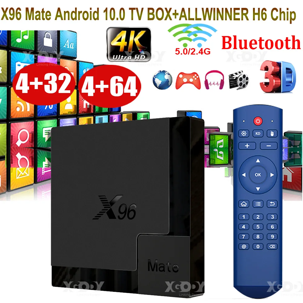 Décodeur TV Q5 2G + 8G double WiFi + lecteur HD à distance vocale Bluetooth  (prise britannique)