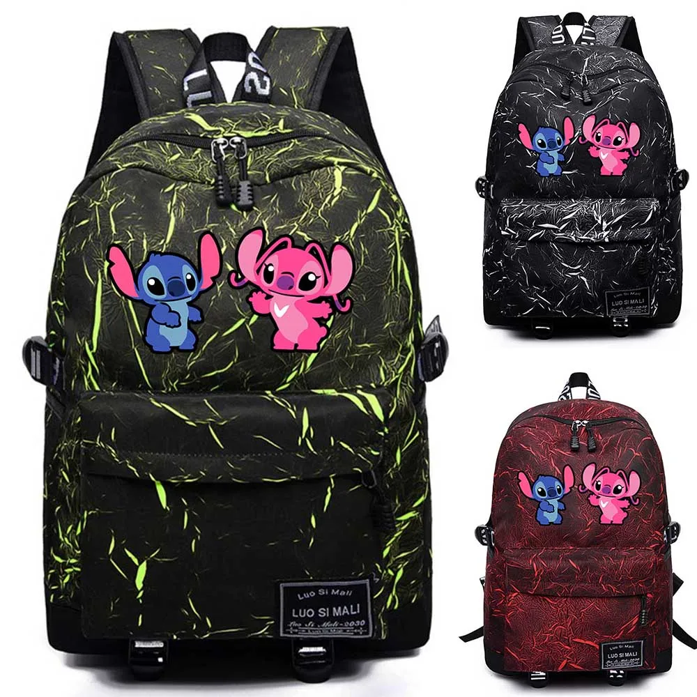 

Anime Stitch Disney Print Camouflage Backpack Teen Student Leisure Travel Computer Bag Fashion Boy Girl Print Nylon Backpack