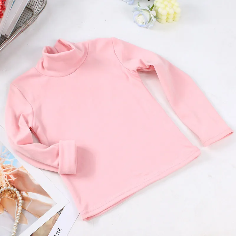 New 2025 Autumn Winter Boys Girls Kids Fashion Solid T Shirt Tops Children O-neck Long Sleeve Warm Casual T-shirts 5