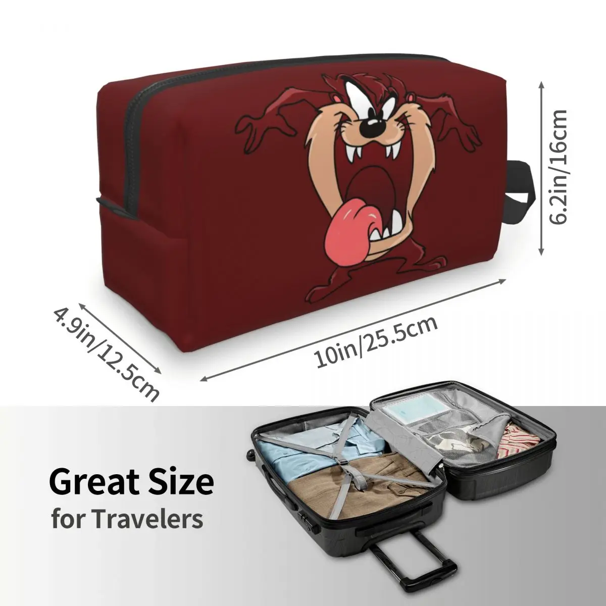 Custom Tasmanian Devil Travel Cosmetic Bag Women Taz Cartoon Anime Toiletry Makeup Organizer Ladies Beauty Storage Dopp Kit 4