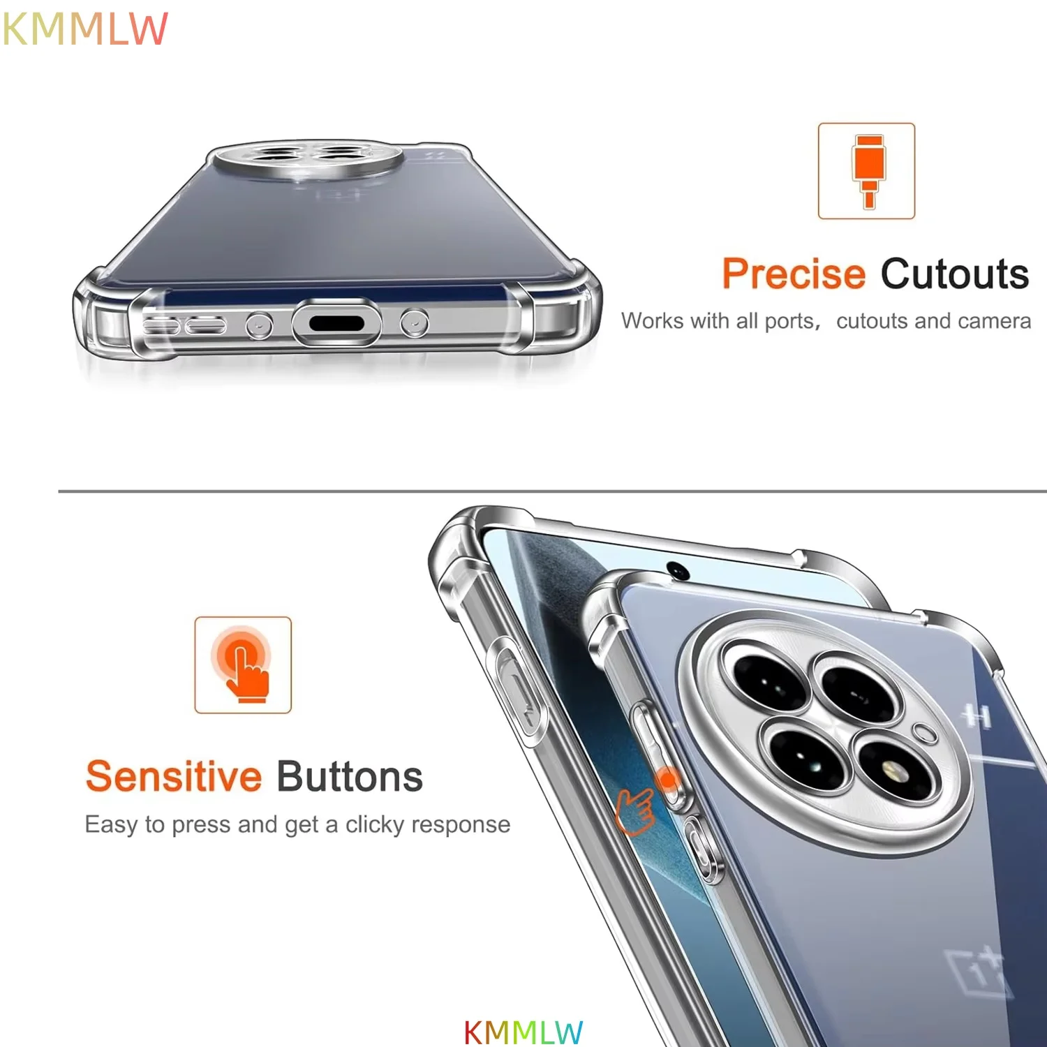 Clear Shockproof TPU Protective Phone Case with Reinforced Corners