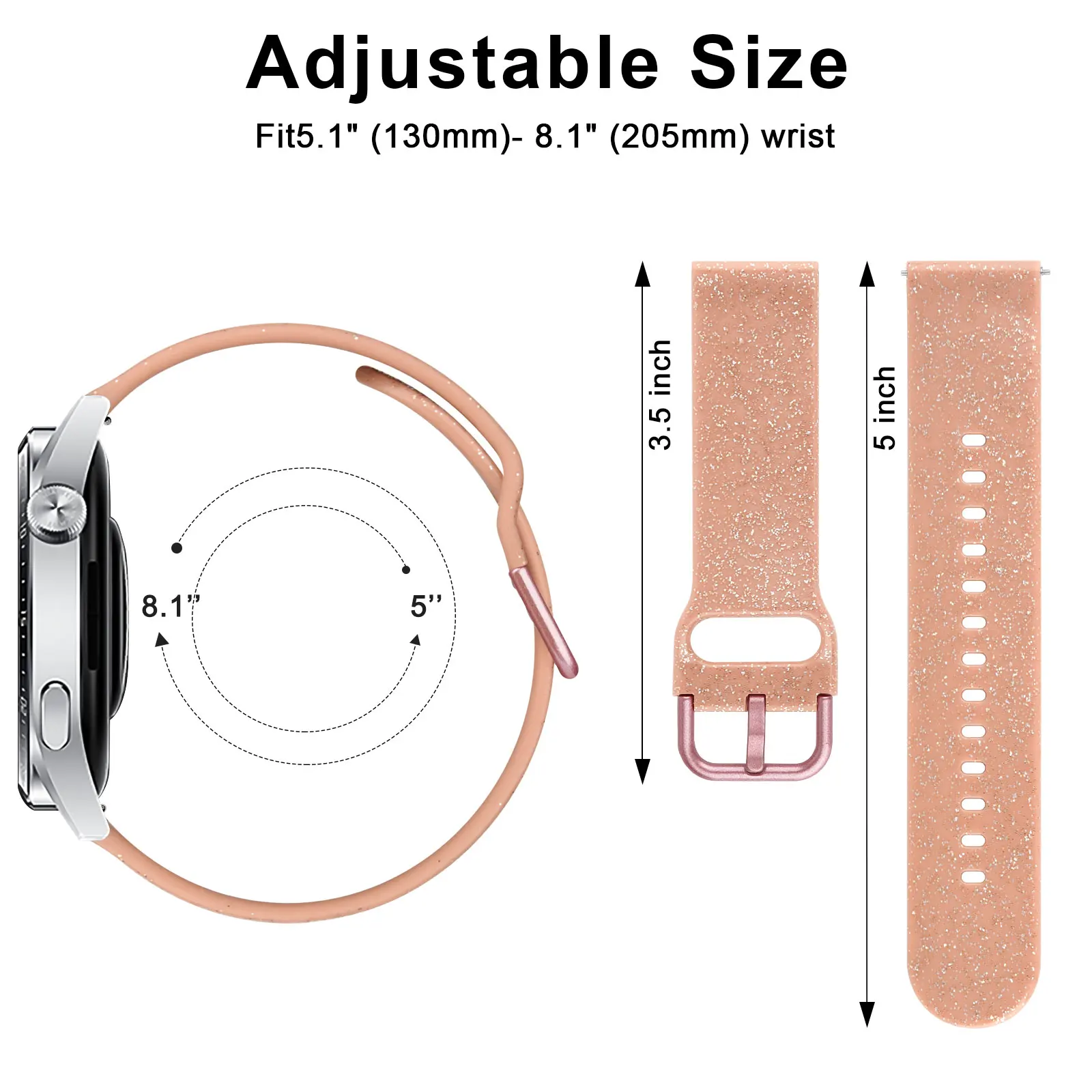 Elegant Bling Strap for Sports Watch - 20mm/22mm Band Loop