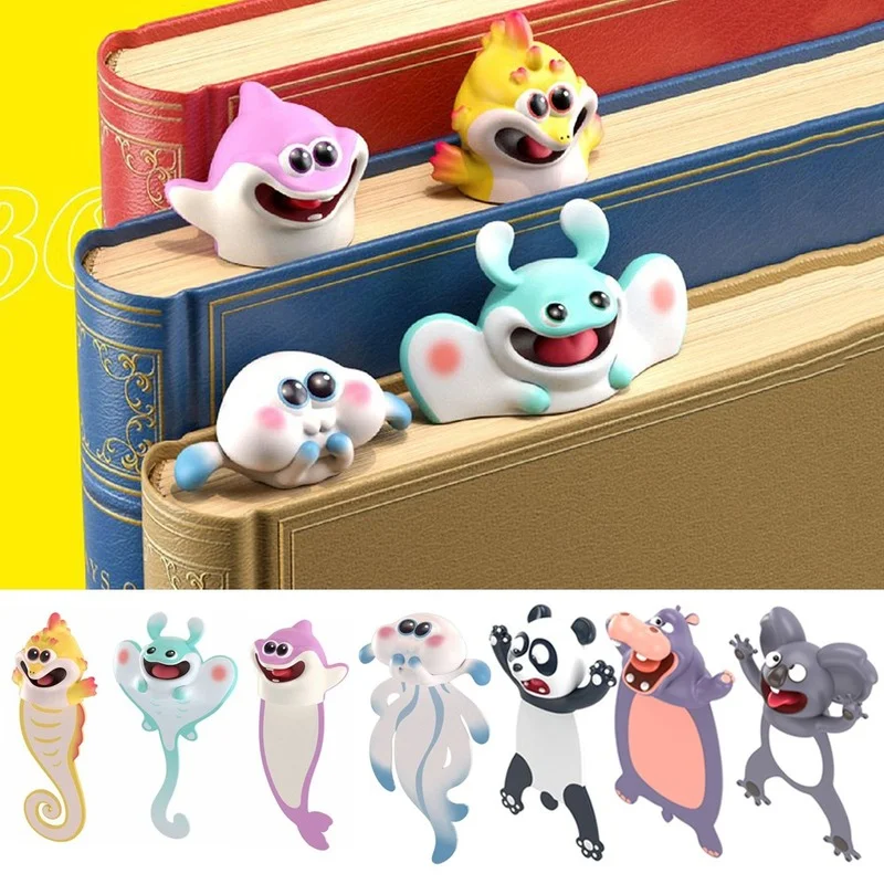 

Cartoon Octopus Cat Panda Shiba Inu Bookmarks Lovely 3D Stereo Animal Bookmarks Creative Funny Bookmark Stationery Gifts