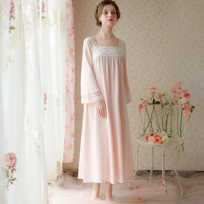 sweet-lace-square-neck-night-dress-women-spring-autumn-vintage-chinese-flare-sleeve-nightwear-long-nightgown-princess-sleepwear