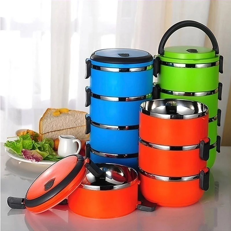 1/2/3/4 Layer Stainless Steel Insulated Bento Lunch Box Container Leak  Proof