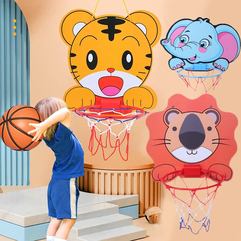 

Fun cartoon mini basketball board children perforation-free hanging Hoop basket baby Montessori indoor and outdoor shooting toys
