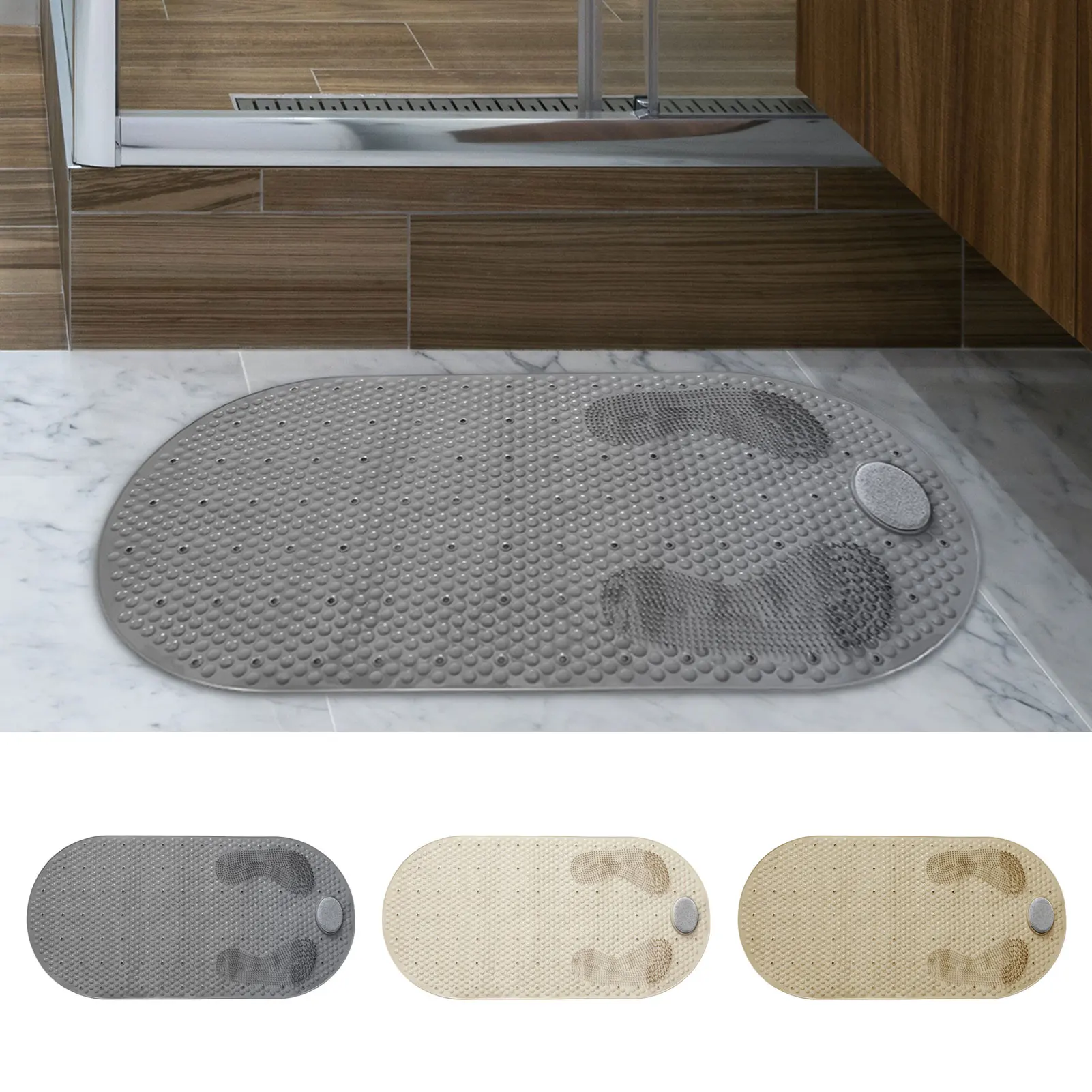 Non-Slip Bathtub Mat Foot Scrubber Shower With Pumice Feet Scrub Stone Bath Tub Oval Antislip Su | Дом и сад