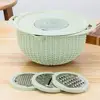 Food Colander With Mixing Bowl Stainless Steel Strainer Fruit Cleaner With 3 Cutting Blades Food Slicer Grater Kitchen Gadgets 4