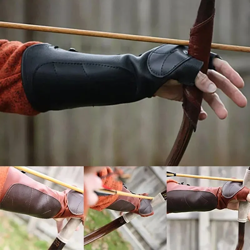 Medieval Archery Leather Long Gloves Steampunk Armor Cuff Warrior
