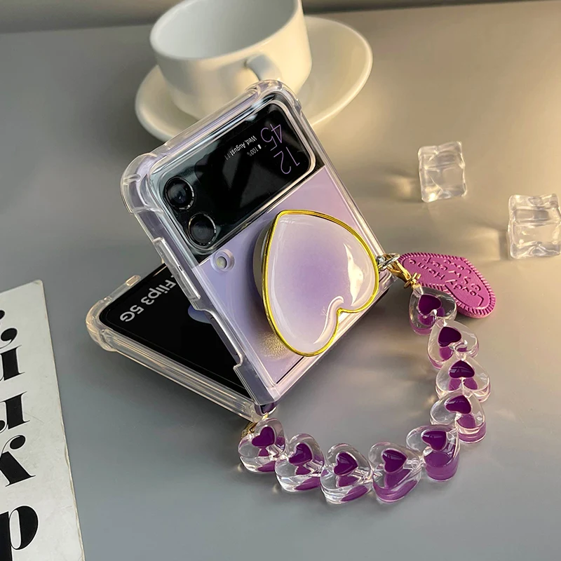 Purple Holder Phone Case For Samsung Galaxy Z Flip 3 Love Bracelet Chain Clear Shockproof Z Flip 4 Cover Phone Case Covers Aliexpress Purple Holder Phone Case For Samsung Galaxy Z Flip 3 Love Bracelet Chain Clear Shockproof Z Flip 4 Cover Phone Case Covers Aliexpress